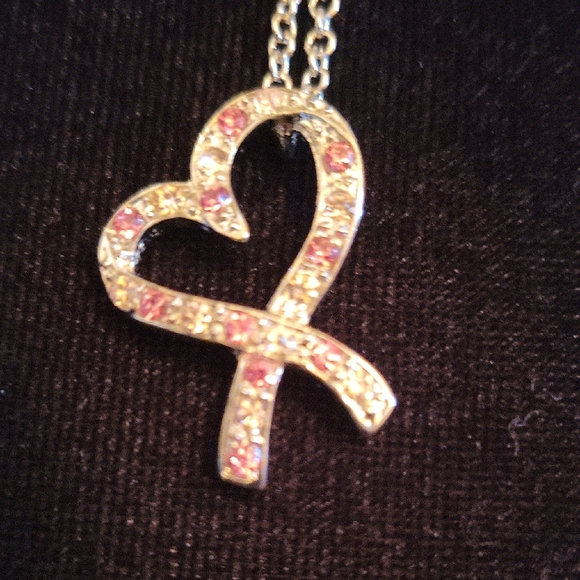 Cookie Lee Heart Necklace with Pink and Silver Accents - Picture 1 of 4